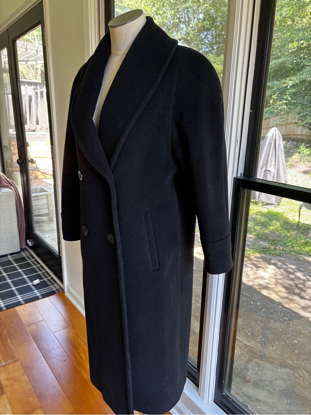 Vintage John Weitz 100% Wool Black Coat - Picture 4 of 12